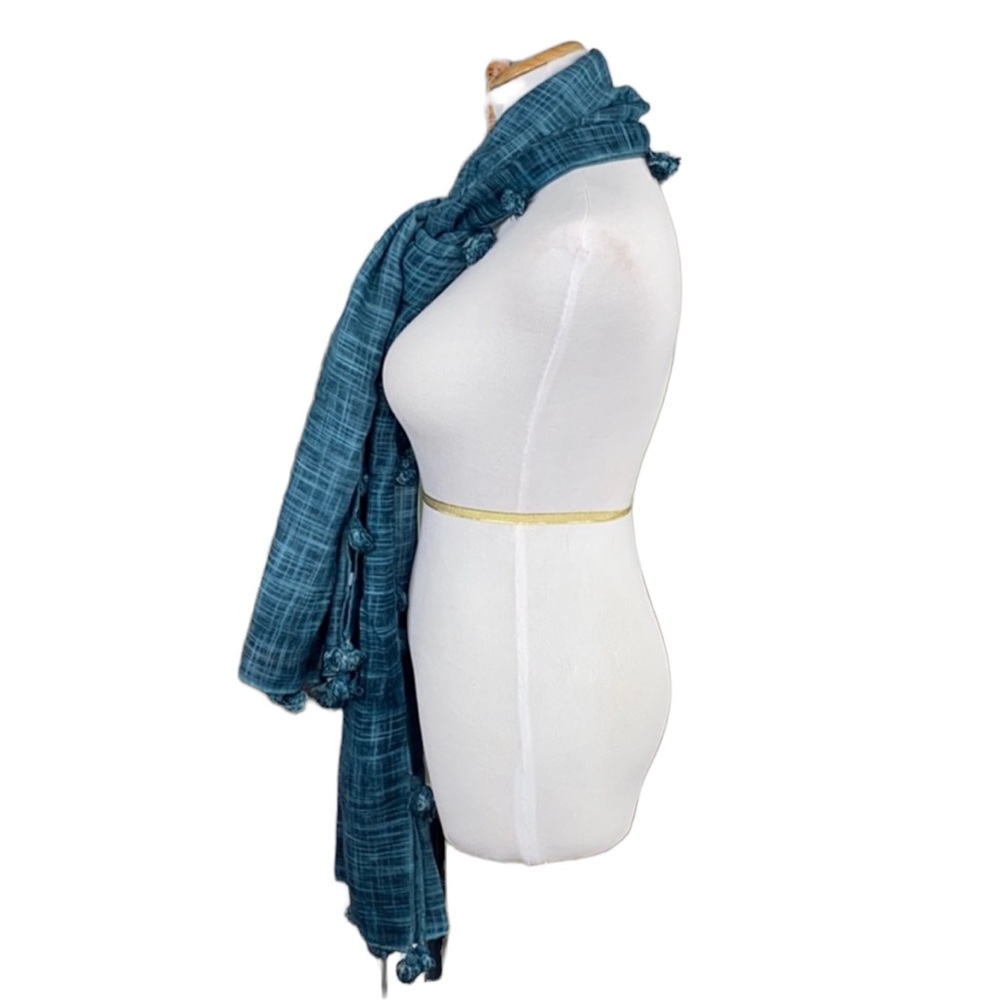 Cute and Casual Teal Tassel Scarf - Picture 8 of 15